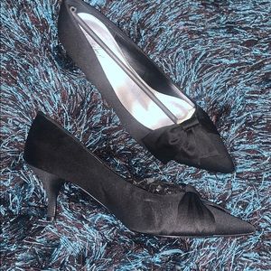 Black Satin Bow Heels